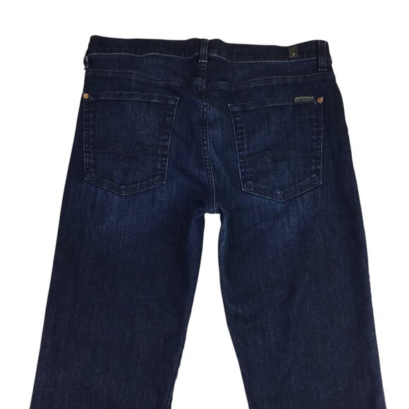 7 For All Mankind Slimmy Straight Leg Jeans Mens 33 x 29 Dark Wash Cotton & Span - Picture 8 of 12